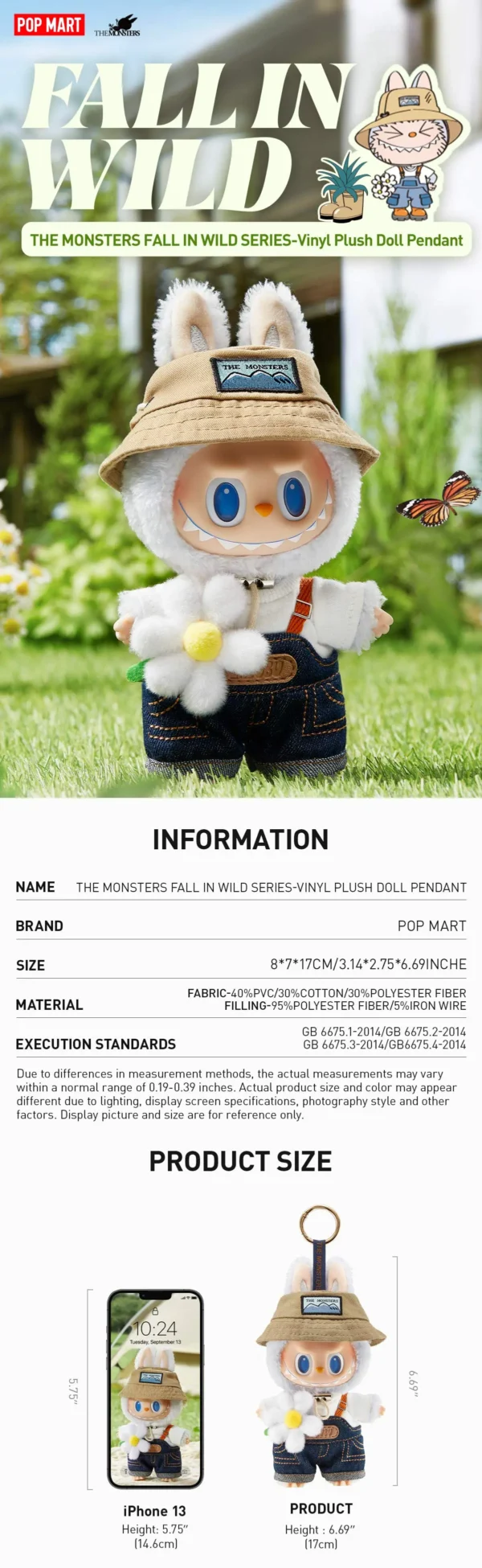 THE MONSTERS FALL IN WILD SERIES-Vinyl Plush Doll Pendant Labubu